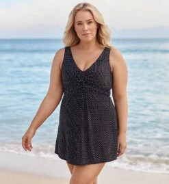 Miraclesuit Plus Size Pin Point Marais One Piece Swimdress 6518835 -Freya Fashion Shop miraclesuit mira01 6518835 cs6