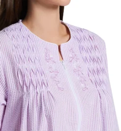 Miss Elaine Seersucker Long Sleeve Long Zip Robe 862612 -Freya Fashion Shop miss elaine miss01 862612 cs2