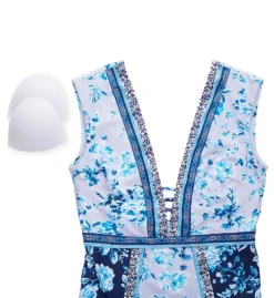 Nanette Lepore Lavender Trails Priya Plunge One Piece Swimsuit L010813N -Freya Fashion Shop nanette lepore nan01 l010813n cs2