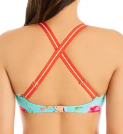 Nanette Lepore Silk Blossoms-Aqua Brielle Bandeau Swim Top L0T1021N -Freya Fashion Shop nanette lepore nan01 l0t1021n cs2