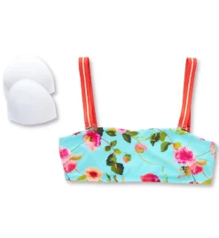 Nanette Lepore Silk Blossoms-Aqua Brielle Bandeau Swim Top L0T1021N -Freya Fashion Shop nanette lepore nan01 l0t1021n cs5