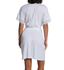 P-Jamas Pima Cotton Silky Ribs Short Wrap Robe With Lace 347709 -Freya Fashion Shop p jamas pj001 347709 bs