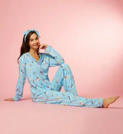 PJ Salvage Playful Prints Spring Pups PJ Set With Headband RHPLPJS -Freya Fashion Shop pj salvage pjsa01 rhplpjs cs6