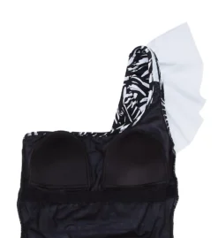 Profile By Gottex Black Swan One Shoulder Ruffle One Piece Swimsuit BS2061 -Freya Fashion Shop profile by gottex prof01 bs2061 cs6