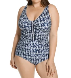 Profile By Gottex Plus Size Nomad V Neck One Piece Swimsuit N2W81
