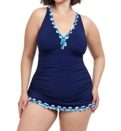 Profile By Gottex Plus Size Ocean Blues One Piece Swim Dress OB2W88A