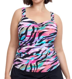 Profile By Gottex Plus Wild Parade D Cup Underwire Tankini Swim Top WP1W18