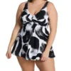 Raisins Curve Plus Size Calaya Lucia V-Neck Swim Dress J840185 -Freya Fashion Shop raisins curve raic01 j840185 gs