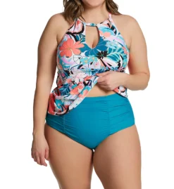 Raisins Curve Plus Size Bondi Rosalie High Neck Tankini Swim Top J840225 -Freya Fashion Shop raisins curve raic01 j840225 cs3