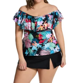 Raisins Curve Plus Size Sunny Isles Tortuga Tankini Swim Top J840323 -Freya Fashion Shop raisins curve raic01 j840323 cs3