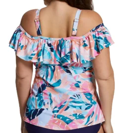 Raisins Curve Plus Size Miami Nights Tortuga Tankini Swim Top J841223 -Freya Fashion Shop raisins curve raic01 j841223 bs