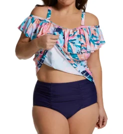 Raisins Curve Plus Size Miami Nights Tortuga Tankini Swim Top J841223 -Freya Fashion Shop raisins curve raic01 j841223 cs3