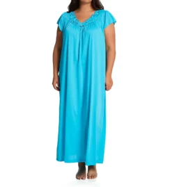 Shadowline Rosebud Nylon Tricot Short Sleeve 53 Inch Gown 32222 -Freya Fashion Shop shadowline shdw01 32222 cs6