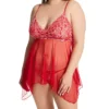 Shirley Of Hollywood Plus Size Floral Sheer Babydoll Set With G-String X26002 -Freya Fashion Shop shirley of hollywood shir01 x26002 gs