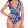 Skinny Dippers Tapestry Cinch Ruffle Sleeve One Piece Swimsuit 6540338 -Freya Fashion Shop skinny dippers skdp01 6540338 gs