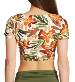 Vince Camuto Seychelles Floral Cropped Short Sleeve Swim Top V01725 -Freya Fashion Shop vince camuto vc01 v01725 bs