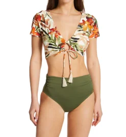 Vince Camuto Seychelles Floral Cropped Short Sleeve Swim Top V01725 -Freya Fashion Shop vince camuto vc01 v01725 cs1