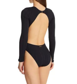 Vince Camuto Ripple Effect Rib Long Sleeve One Piece Swimsuit V69669 -Freya Fashion Shop vince camuto vc01 v69669 bs